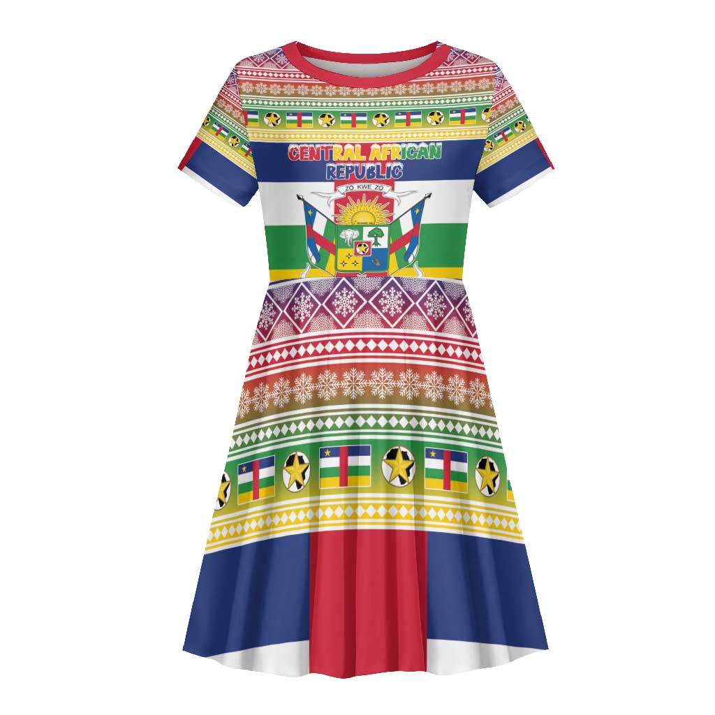 Afro Christmas in Central African Republic Kid Short Sleeve Dress Merry Christmas - African Pride