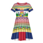 Afro Christmas in Central African Republic Kid Short Sleeve Dress Merry Christmas - African Pride