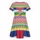 Afro Christmas in Central African Republic Kid Short Sleeve Dress Merry Christmas - African Pride