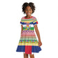 Afro Christmas in Central African Republic Kid Short Sleeve Dress Merry Christmas - African Pride