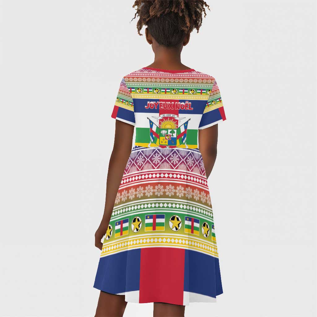 Afro Christmas in Central African Republic Kid Short Sleeve Dress Merry Christmas - African Pride