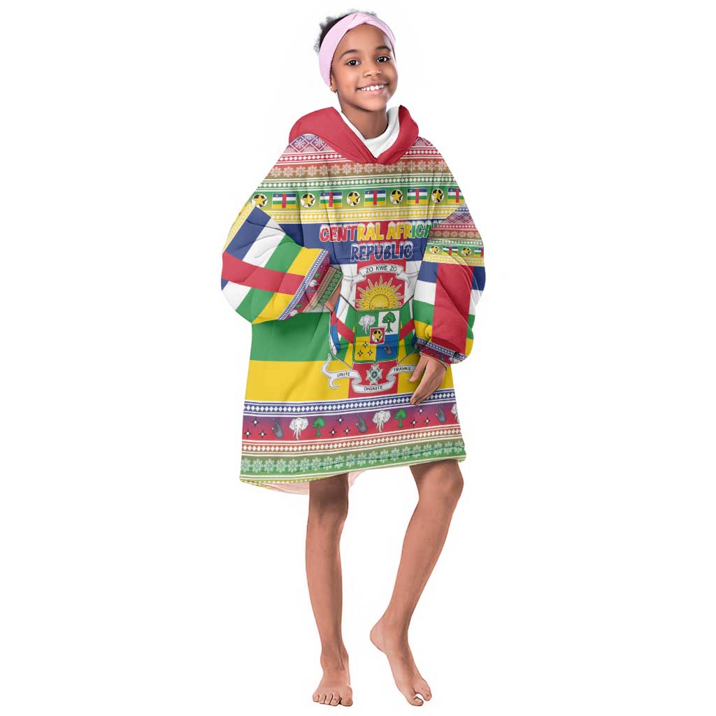Afro Christmas in Central African Republic Kid Wearable Blanket Hoodie Merry Christmas - African Pride