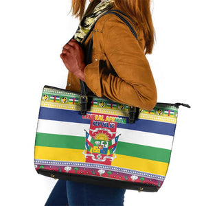 Afro Christmas in Central African Republic Leather Tote Bag Merry Christmas - African Pride