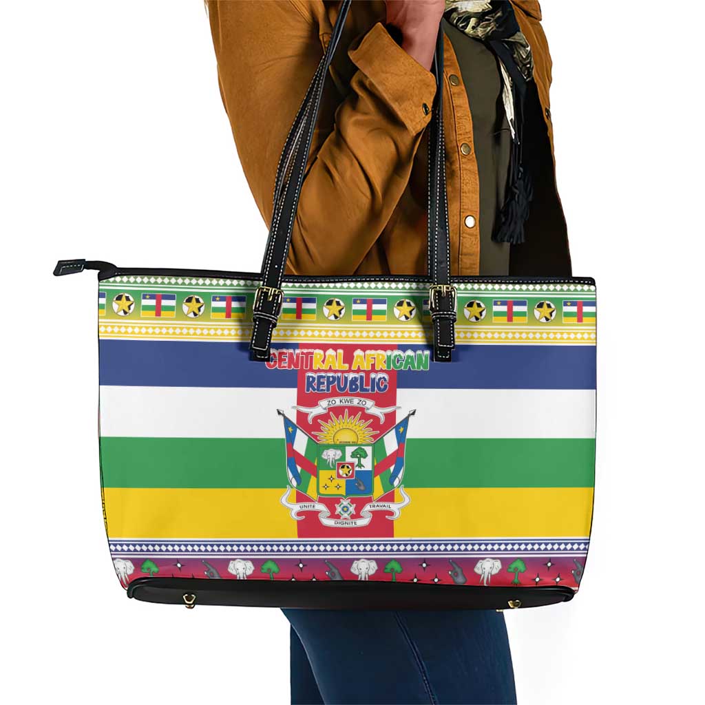 Afro Christmas in Central African Republic Leather Tote Bag Merry Christmas - African Pride