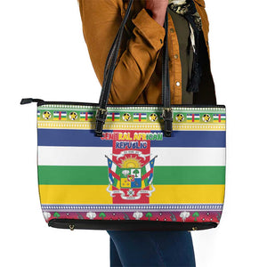 Afro Christmas in Central African Republic Leather Tote Bag Merry Christmas - African Pride