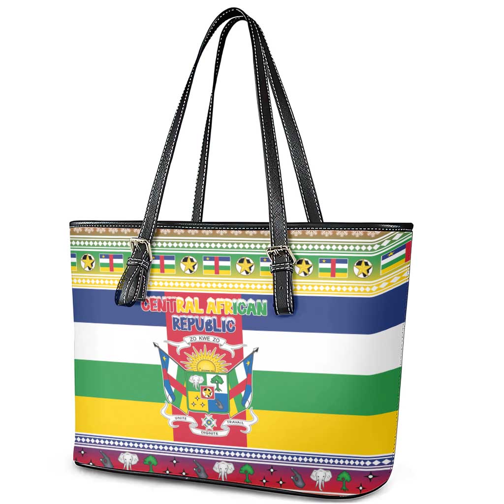 Afro Christmas in Central African Republic Leather Tote Bag Merry Christmas - African Pride