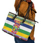 Afro Christmas in Central African Republic Leather Tote Bag Merry Christmas - African Pride