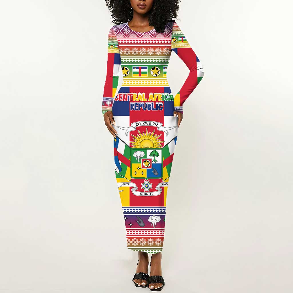 Afro Christmas in Central African Republic Long Sleeve Bodycon Dress Merry Christmas - African Pride