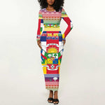 Afro Christmas in Central African Republic Long Sleeve Bodycon Dress Merry Christmas - African Pride