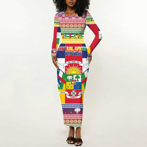 Afro Christmas in Central African Republic Long Sleeve Bodycon Dress Merry Christmas - African Pride