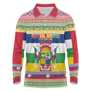 Afro Christmas in Central African Republic Long Sleeve Polo Shirt Merry Christmas - African Pride