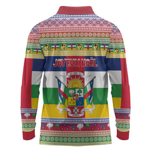Afro Christmas in Central African Republic Long Sleeve Polo Shirt Merry Christmas - African Pride