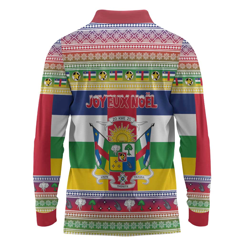 Afro Christmas in Central African Republic Long Sleeve Polo Shirt Merry Christmas - African Pride
