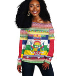 Afro Christmas in Central African Republic Off Shoulder Sweater Merry Christmas - African Pride