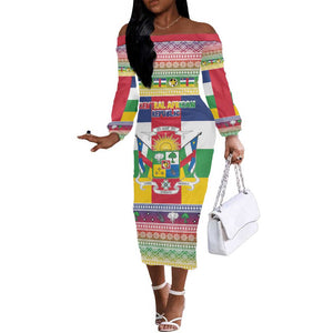 Afro Christmas in Central African Republic Off The Shoulder Long Sleeve Dress Merry Christmas - African Pride