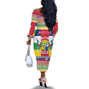 Afro Christmas in Central African Republic Off The Shoulder Long Sleeve Dress Merry Christmas - African Pride