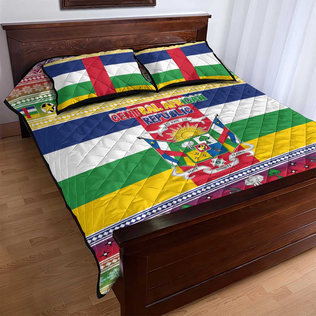 Afro Christmas in Central African Republic Quilt Bed Set Merry Christmas - African Pride