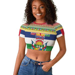 Afro Christmas in Central African Republic Raglan Cropped T shirt Merry Christmas - African Pride
