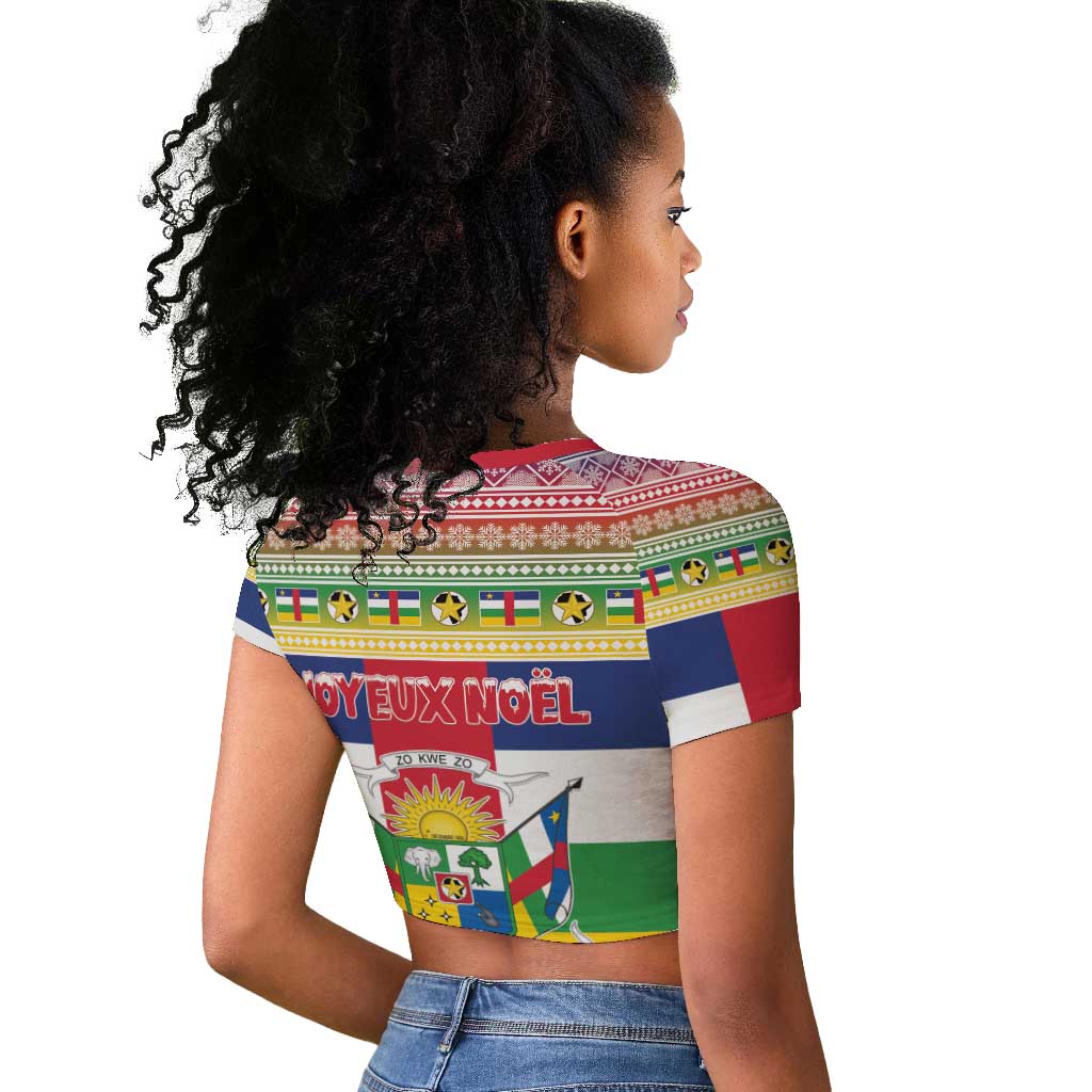 Afro Christmas in Central African Republic Raglan Cropped T shirt Merry Christmas - African Pride