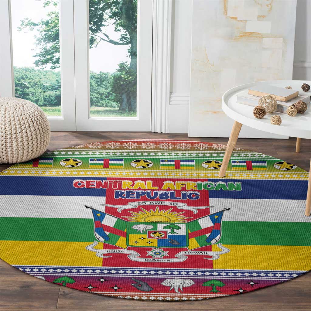 Afro Christmas in Central African Republic Round Carpet Merry Christmas - African Pride