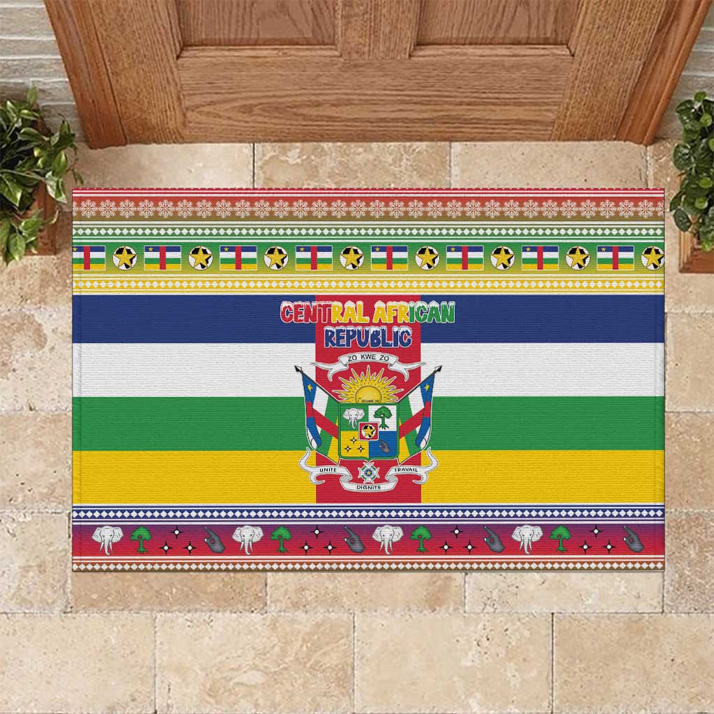 Afro Christmas in Central African Republic Rubber Doormat Merry Christmas - African Pride