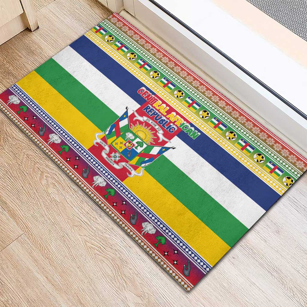 Afro Christmas in Central African Republic Rubber Doormat Merry Christmas - African Pride