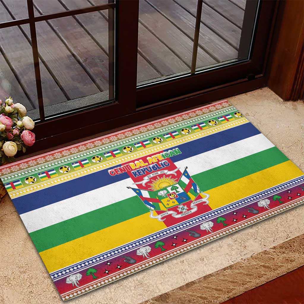 Afro Christmas in Central African Republic Rubber Doormat Merry Christmas - African Pride