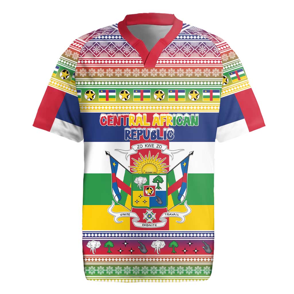Afro Christmas in Central African Republic Rugby Jersey Merry Christmas - African Pride