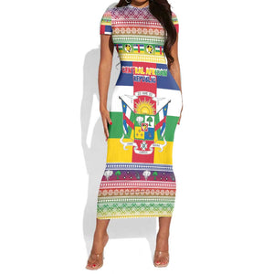 Afro Christmas in Central African Republic Short Sleeve Bodycon Dress Merry Christmas - African Pride