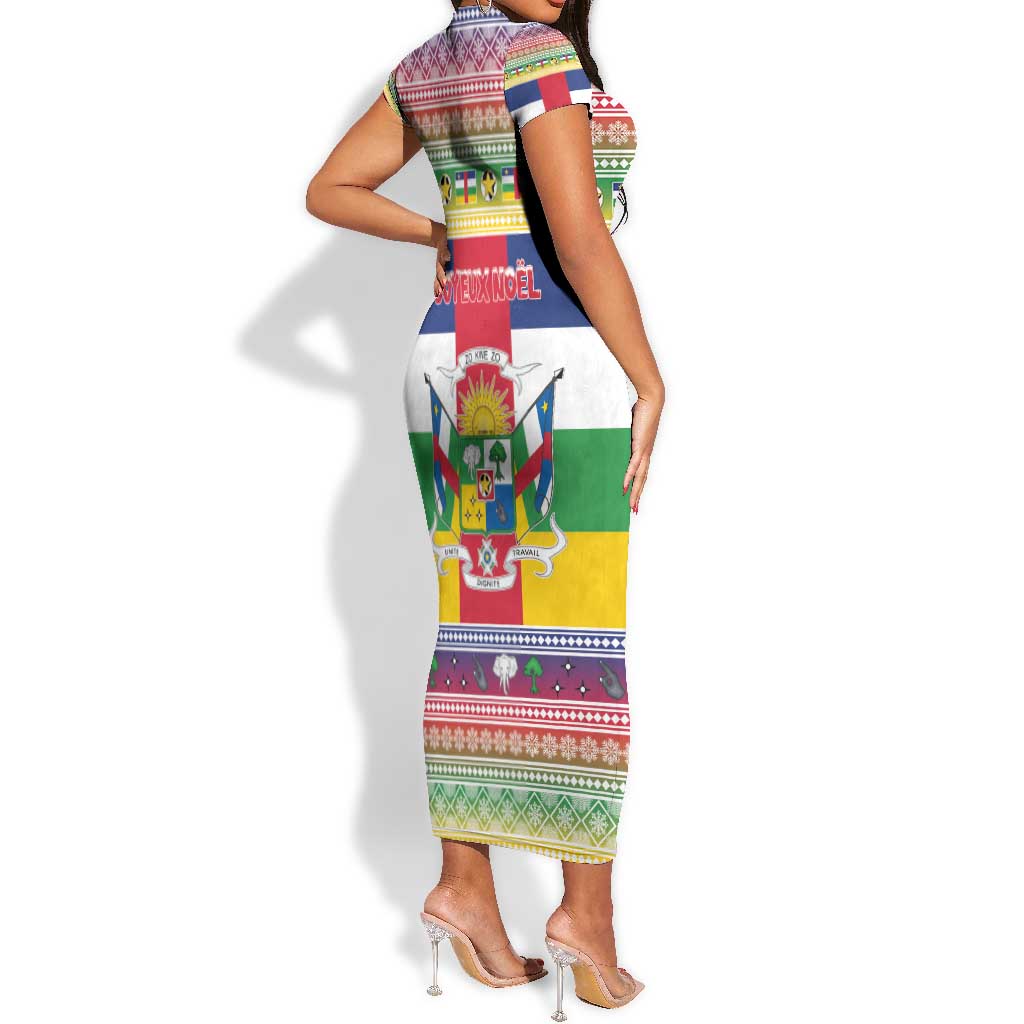 Afro Christmas in Central African Republic Short Sleeve Bodycon Dress Merry Christmas - African Pride