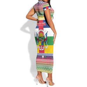 Afro Christmas in Central African Republic Short Sleeve Bodycon Dress Merry Christmas - African Pride