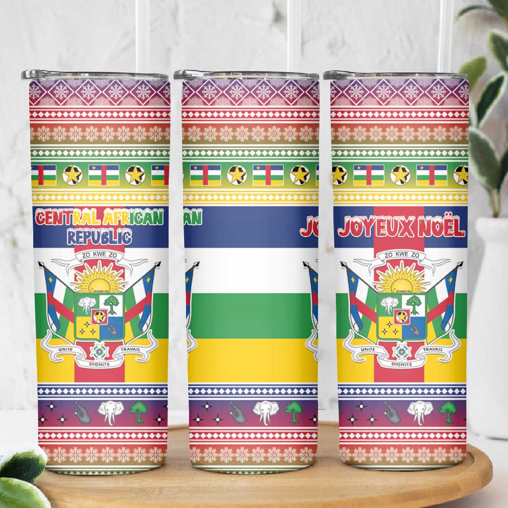 Afro Christmas in Central African Republic Skinny Tumbler Merry Christmas - African Pride