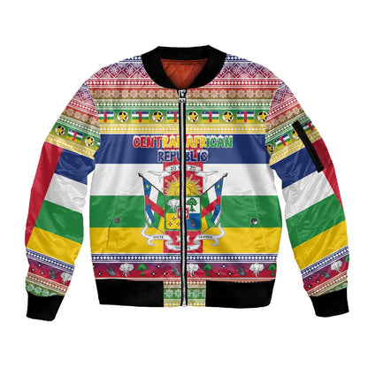 Afro Christmas in Central African Republic Sleeve Zip Bomber Jacket Merry Christmas - African Pride