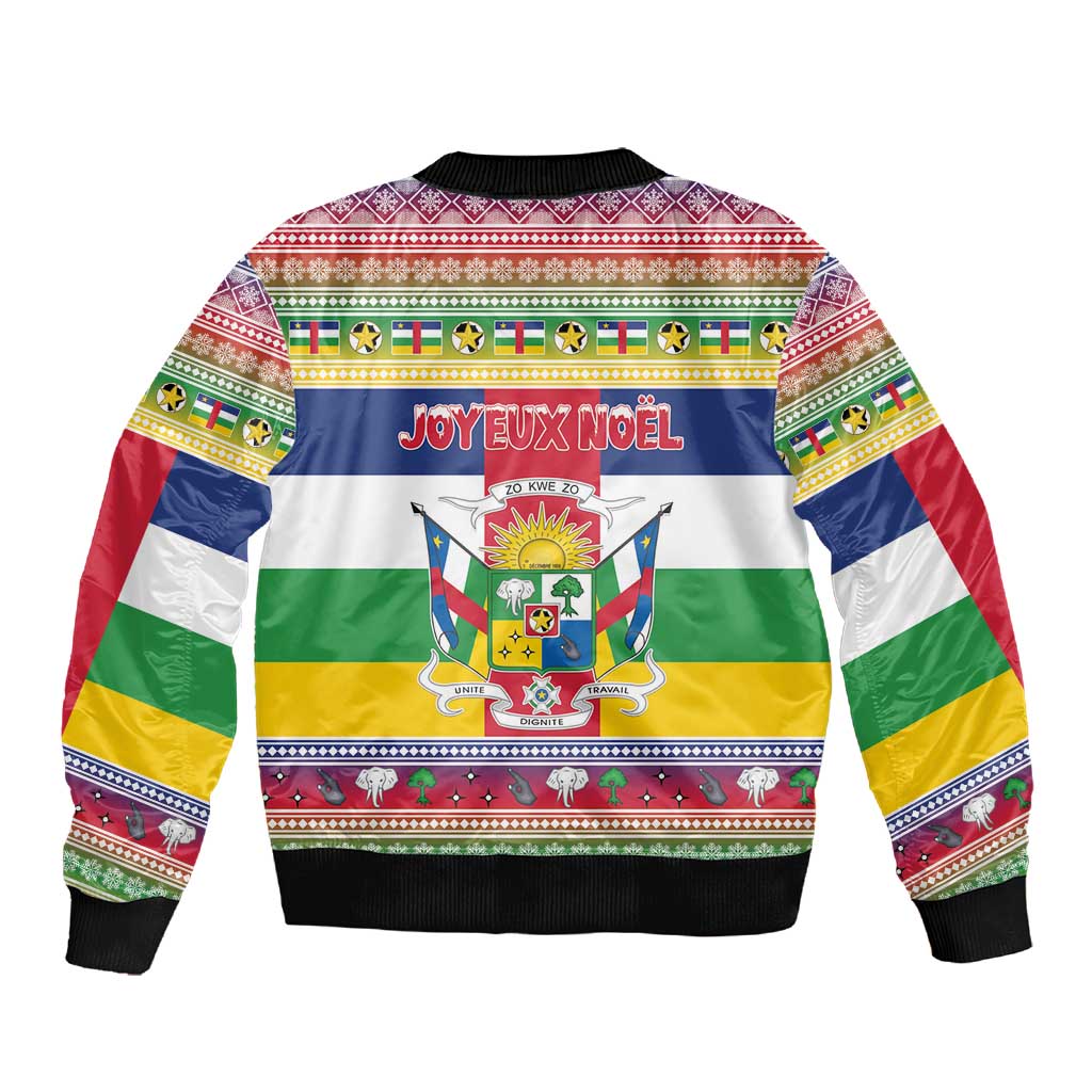 Afro Christmas in Central African Republic Sleeve Zip Bomber Jacket Merry Christmas - African Pride