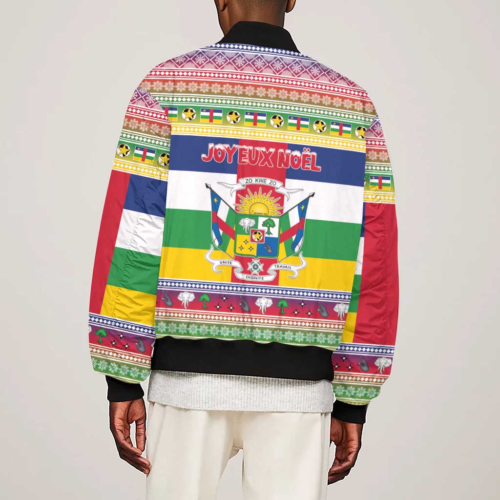 Afro Christmas in Central African Republic Sleeve Zip Bomber Jacket Merry Christmas - African Pride