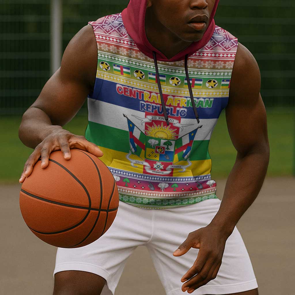 Afro Christmas in Central African Republic Sleeveless Hoodie Merry Christmas - African Pride