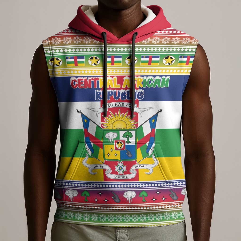 Afro Christmas in Central African Republic Sleeveless Hoodie Merry Christmas - African Pride