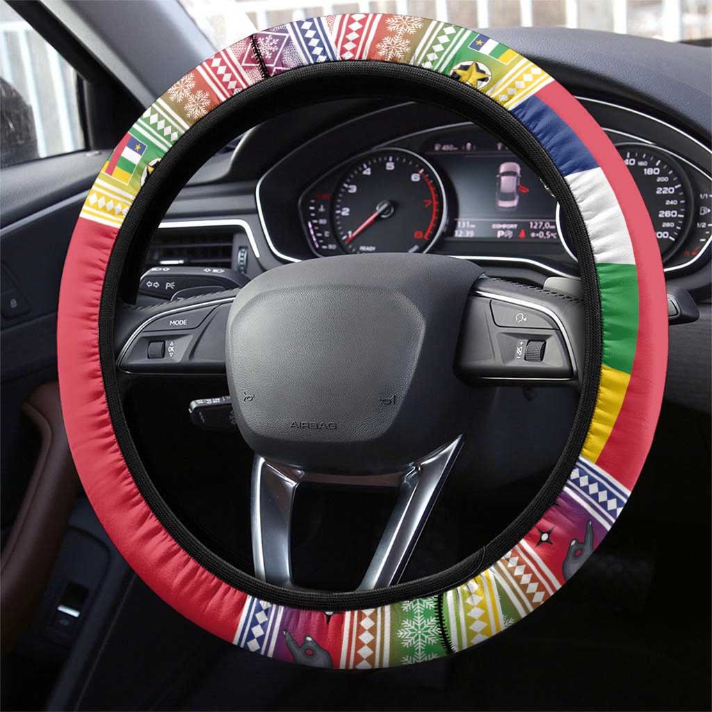 Afro Christmas in Central African Republic Steering Wheel Cover Merry Christmas - African Pride