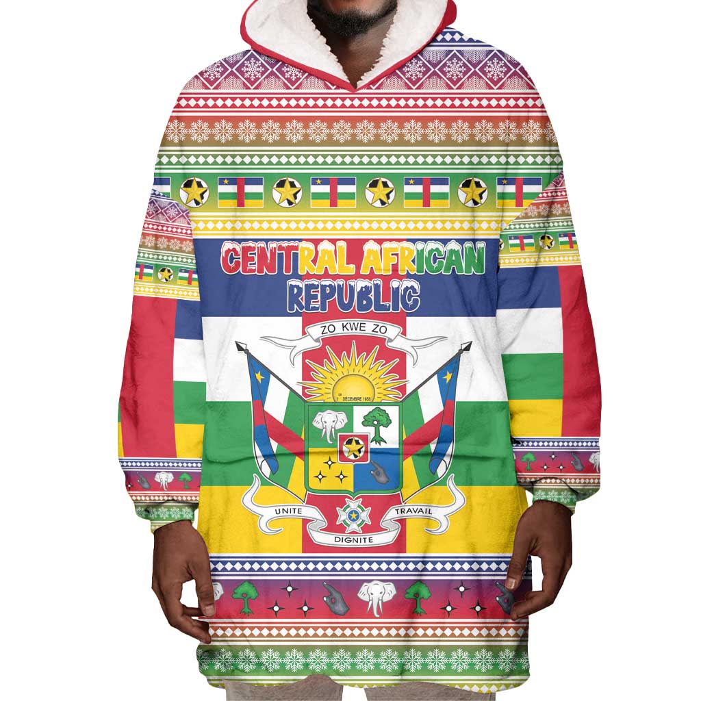 Afro Christmas in Central African Republic Wearable Blanket Hoodie Merry Christmas - African Pride