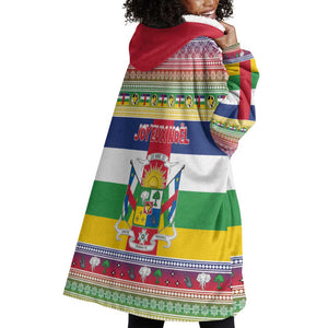 Afro Christmas in Central African Republic Wearable Blanket Hoodie Merry Christmas - African Pride