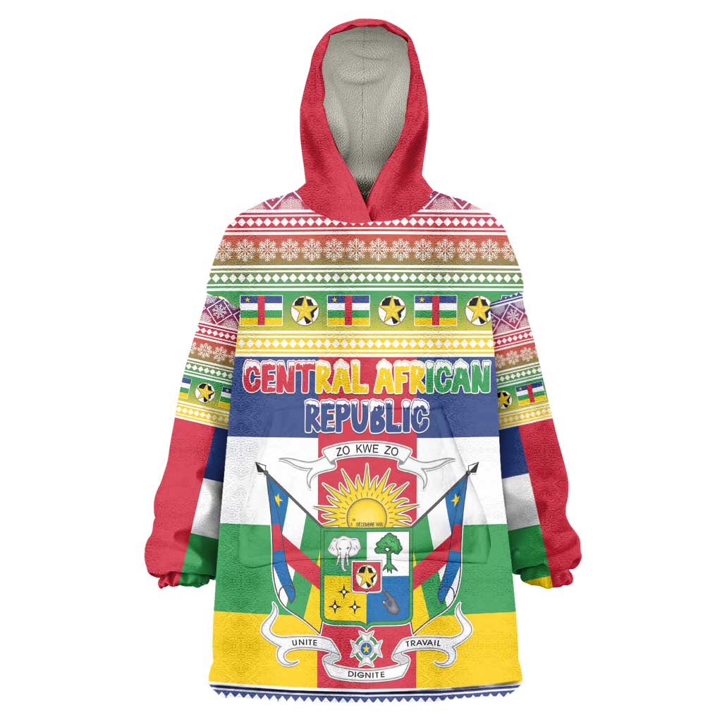 Afro Christmas in Central African Republic Wearable Blanket Hoodie Merry Christmas - African Pride
