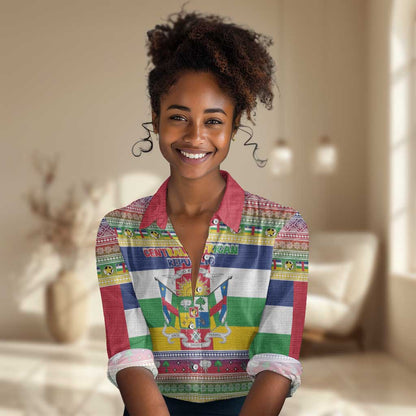 Afro Christmas in Central African Republic Women Casual Shirt Merry Christmas - African Pride