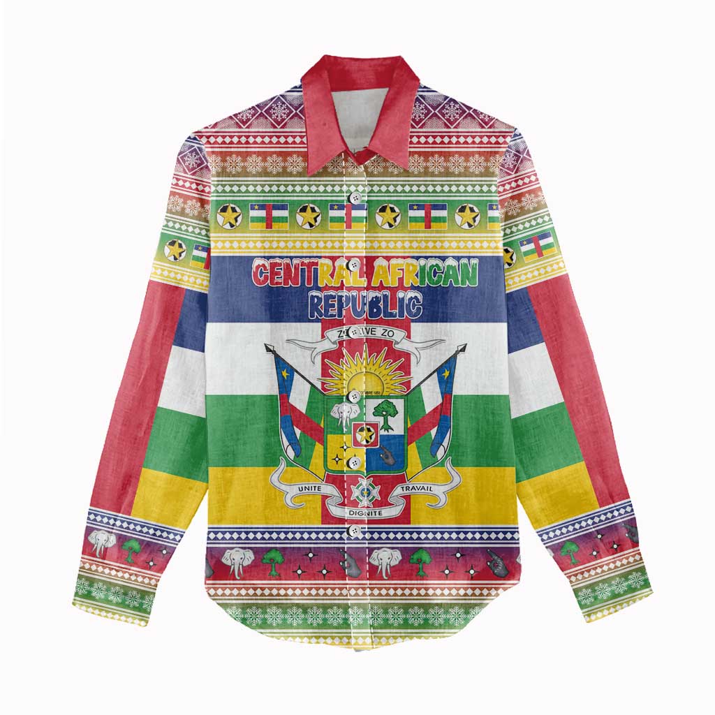 Afro Christmas in Central African Republic Women Casual Shirt Merry Christmas - African Pride