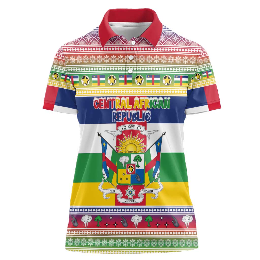 Afro Christmas in Central African Republic Women Polo Shirt Merry Christmas - African Pride