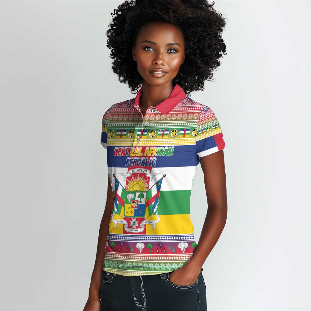 Afro Christmas in Central African Republic Women Polo Shirt Merry Christmas - African Pride
