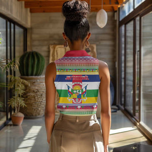 Afro Christmas in Central African Republic Women Sleeveless Polo Shirt Merry Christmas - African Pride