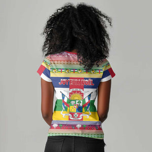 Afro Christmas in Central African Republic Women V-Neck T-Shirt Merry Christmas - African Pride