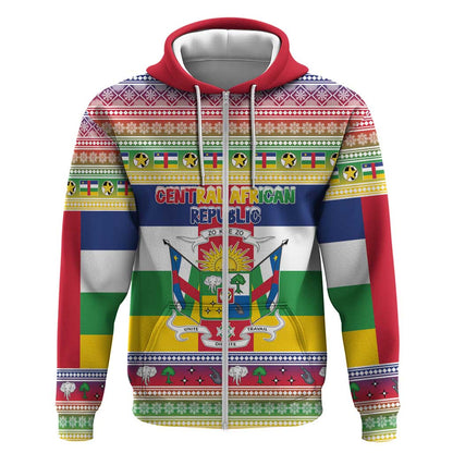 Afro Christmas in Central African Republic Zip Hoodie Merry Christmas - African Pride