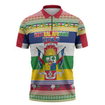 Central African Republic Christmas Zipper Polo Shirt Joyeux Noel