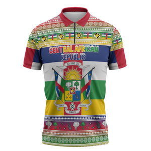 Central African Republic Christmas Zipper Polo Shirt Joyeux Noel